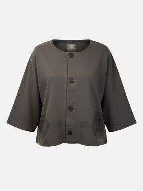 Vintage Blue Fish 1999 Interlock Side Tie Jacket Sz 2 Hand Painted Lagenlook